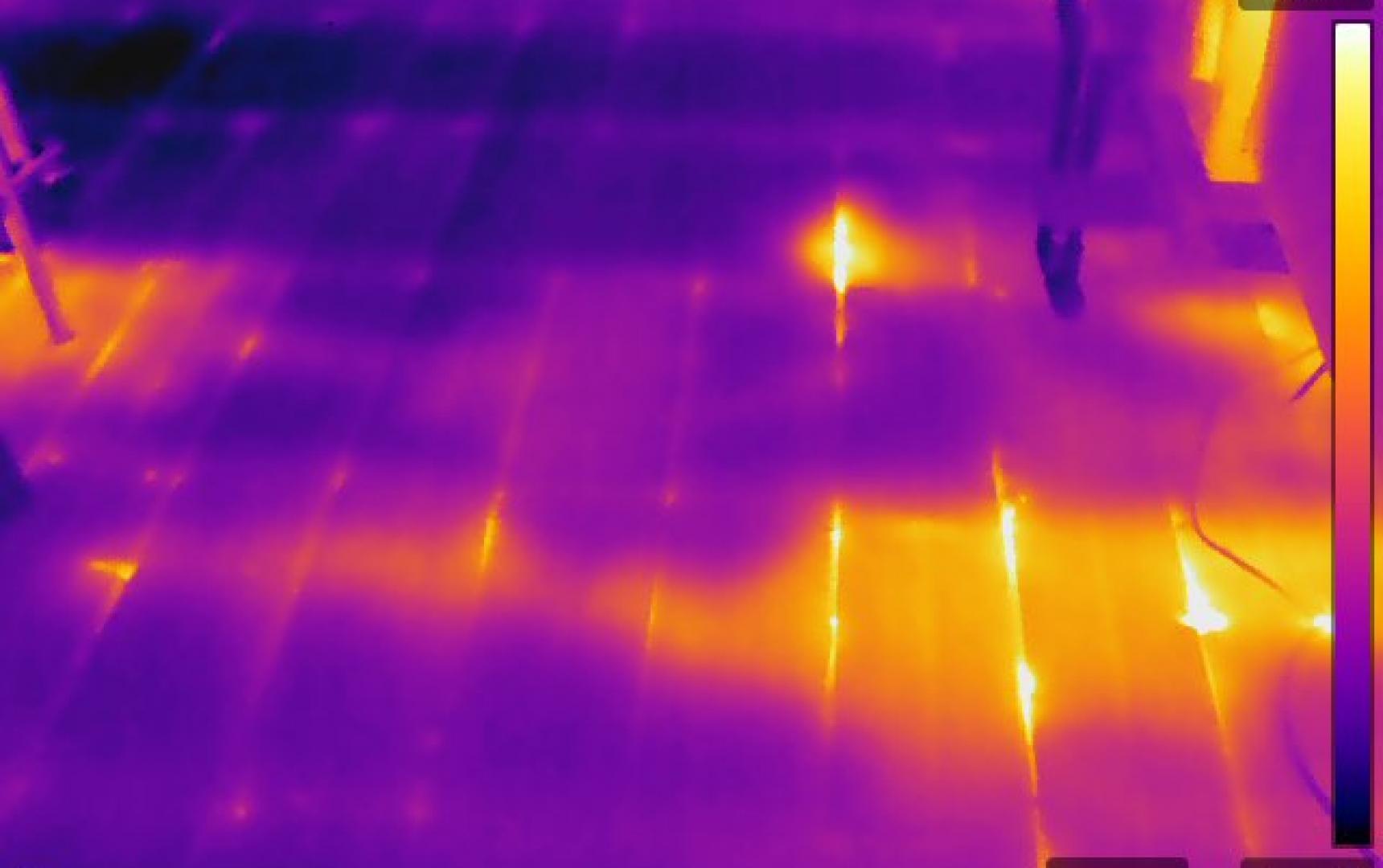 Infrared Diagnostics, Poorly installed insulation in attic floor, MA