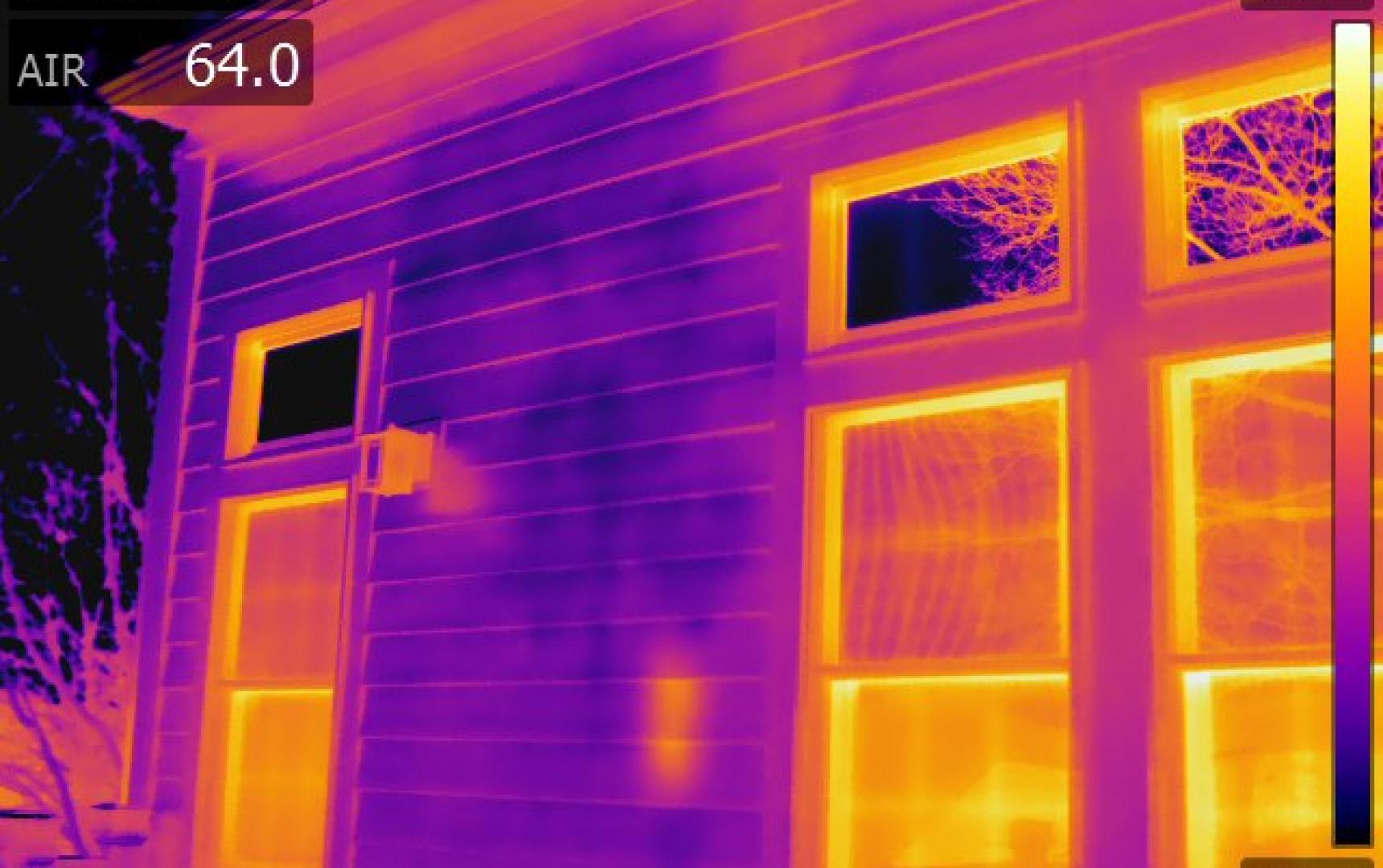Infrared Diagnostics, Thermal image of exterior moisture on siding , MA