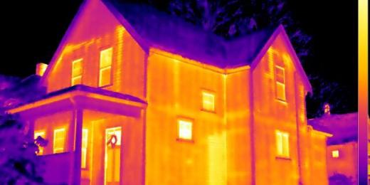 Infrared Diagnostics,  Thermal image of house exterior, MA