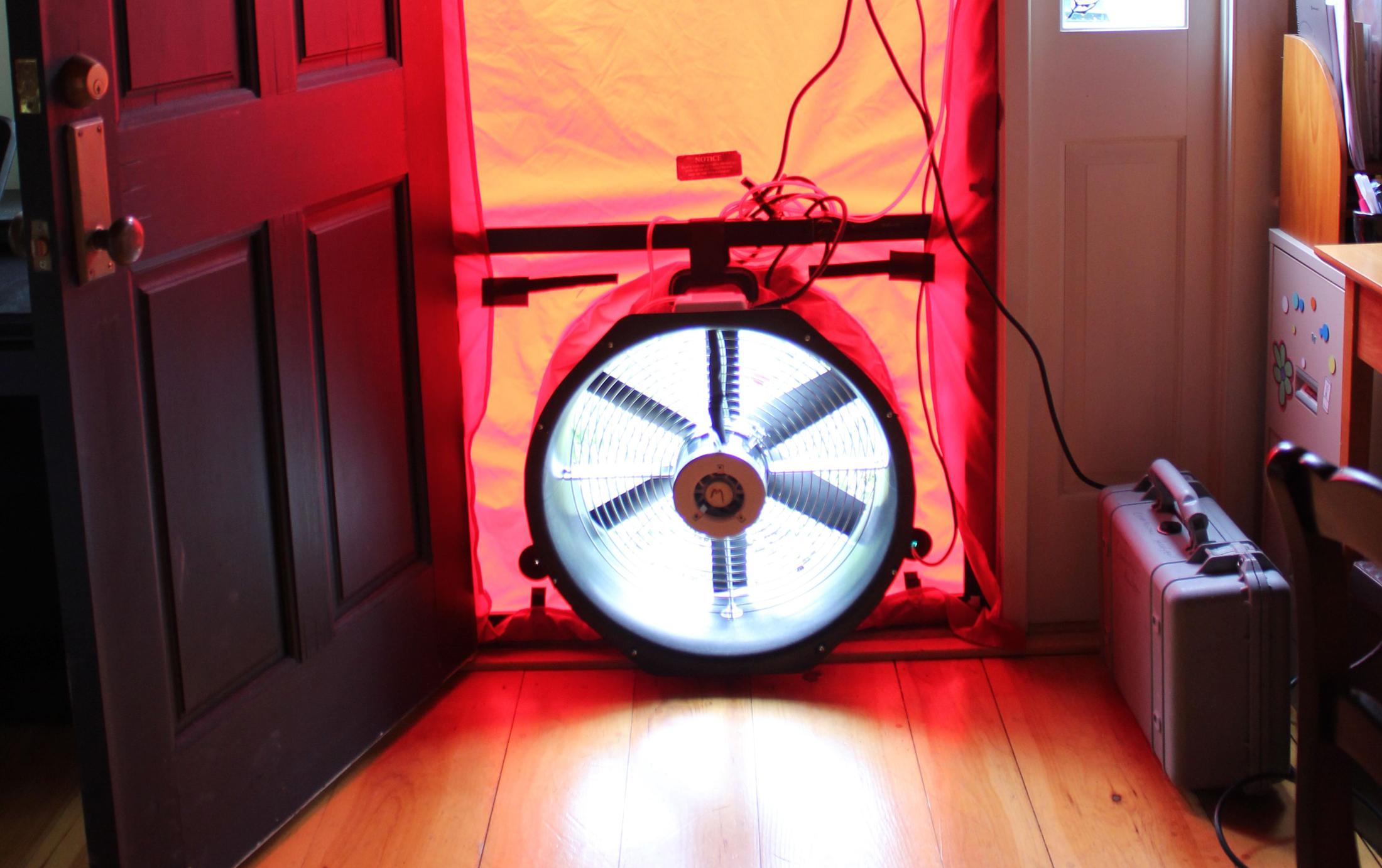 Blower door text in Nashua, NH.