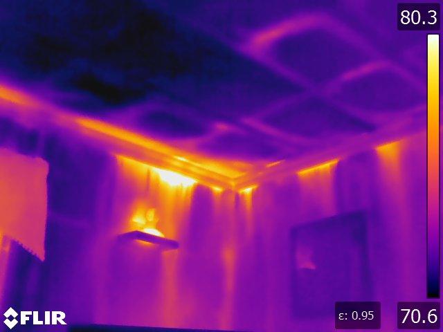 Summer time energy audits are still possible! Seen from the inside one can see all the heat leaking into this Concord, MA home.
